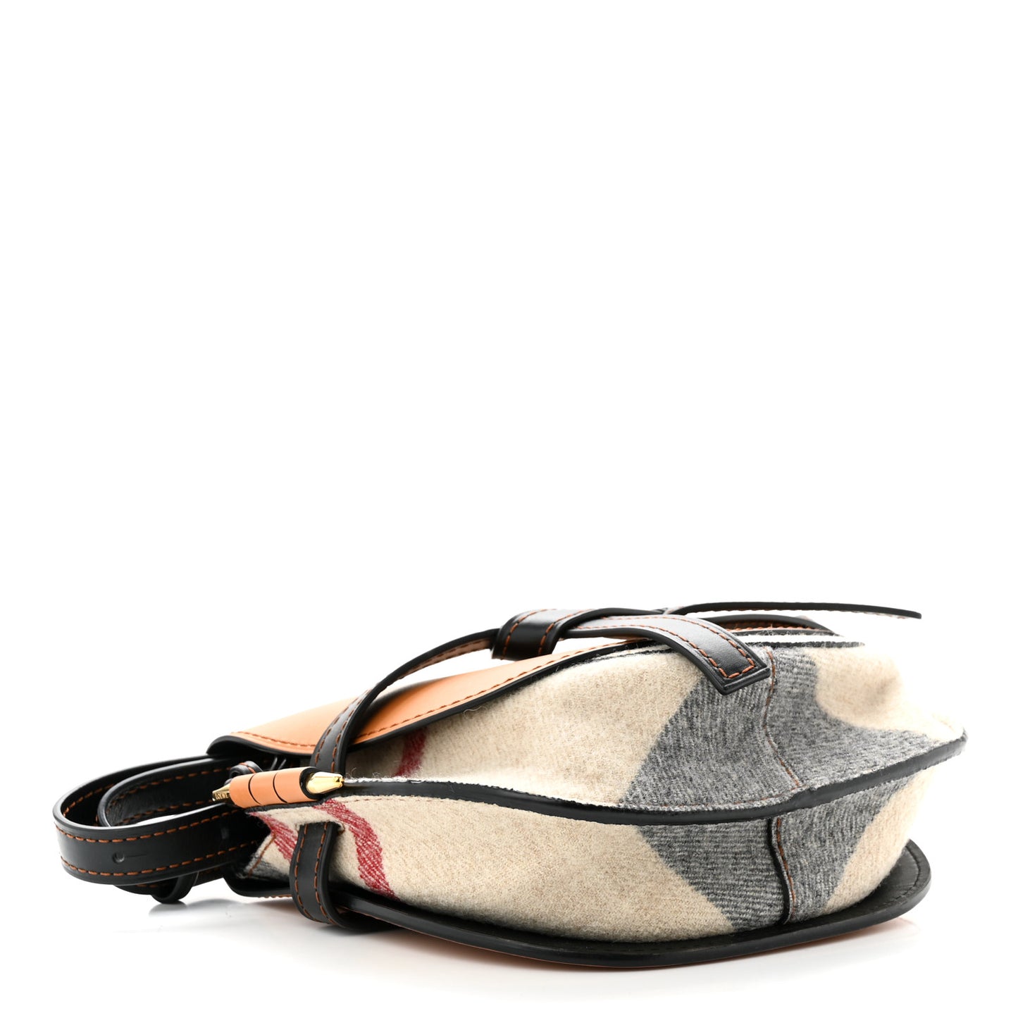 Calfskin Felt Small Gate Crossbody Bag Amber Black Multicolor