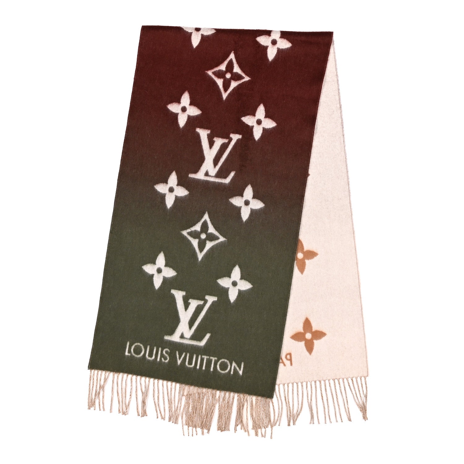 Louis Vuitton Cashmere Monogram Gradient Reykjavik Scarf Kaki 2 of 4