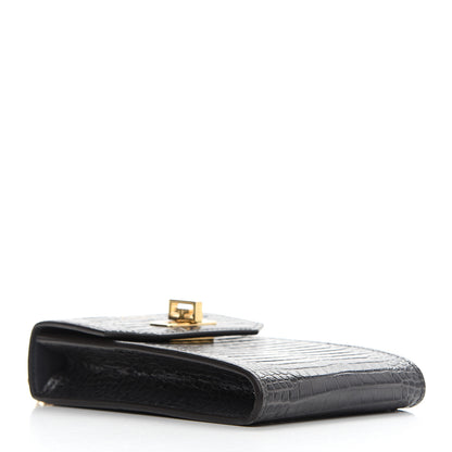 Givenchy Calfskin Crocodile Embossed Mini Phone Crossbody Bag Grey 4 of 11