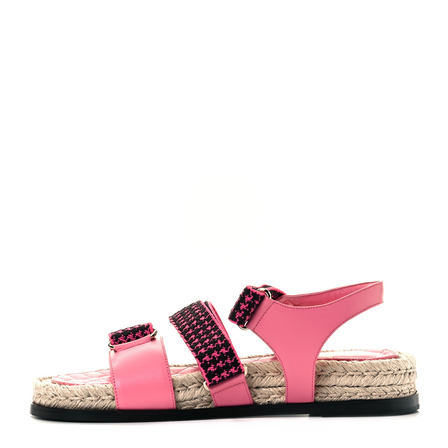 Chanel Stretch Fabric Lambskin CC Flat Sandals 39 Pink Black 1 of 9