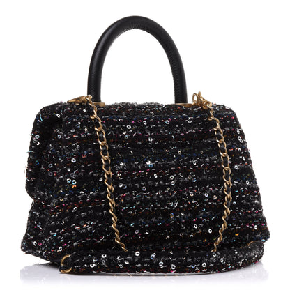 Chanel Tweed Sequin Mini Coco Handle Flap Black 2 of 11