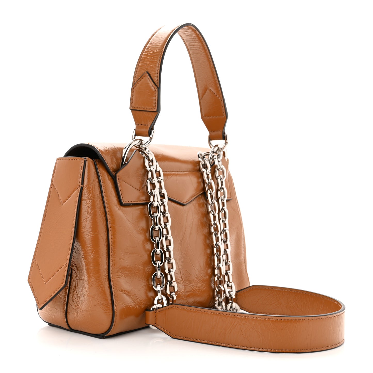 Creased Patent Calfskin Small ID Flap Tan