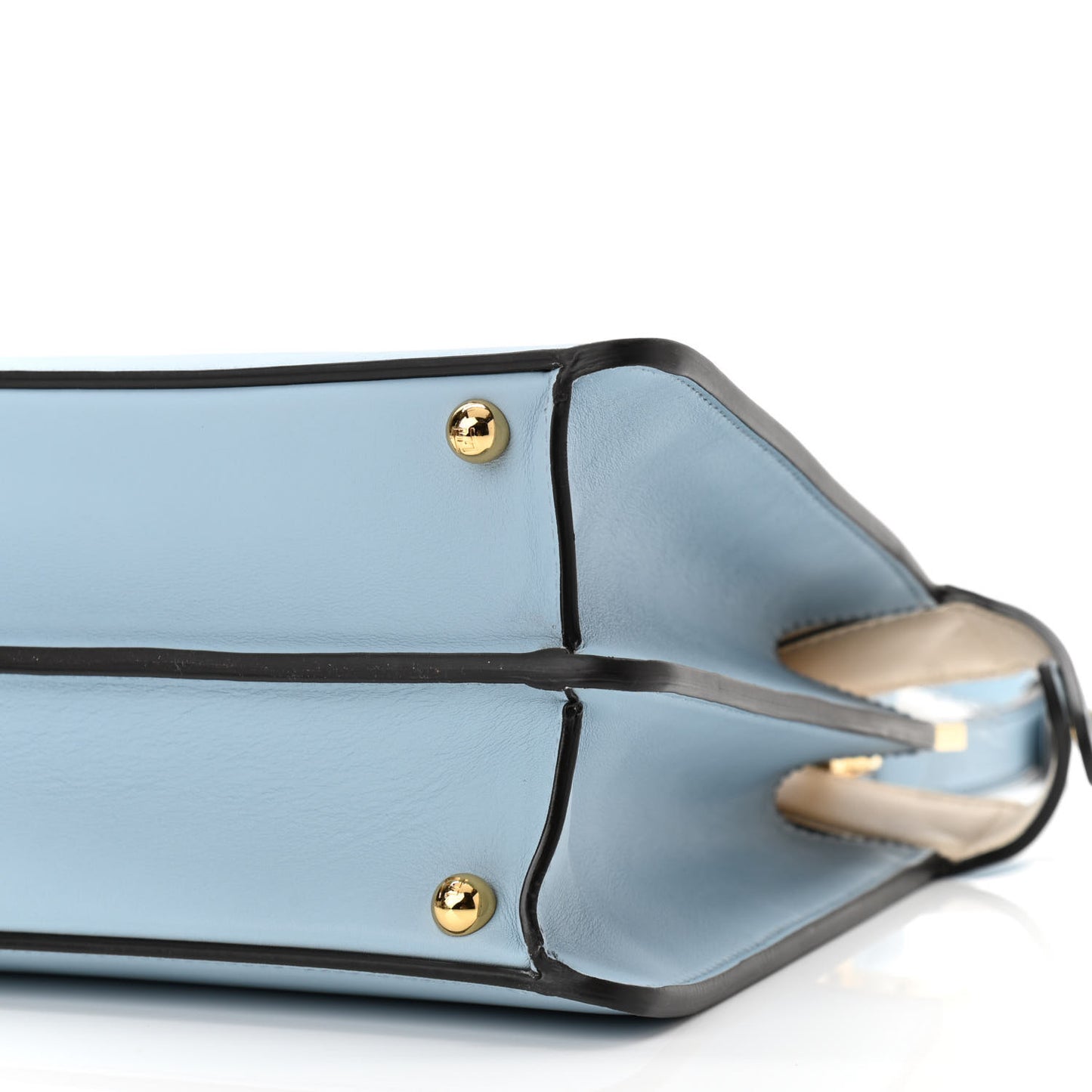 Vitello Seta Shiny Nappa Medium Peekaboo I SEE U Satchel Azzurro Baby Camelia