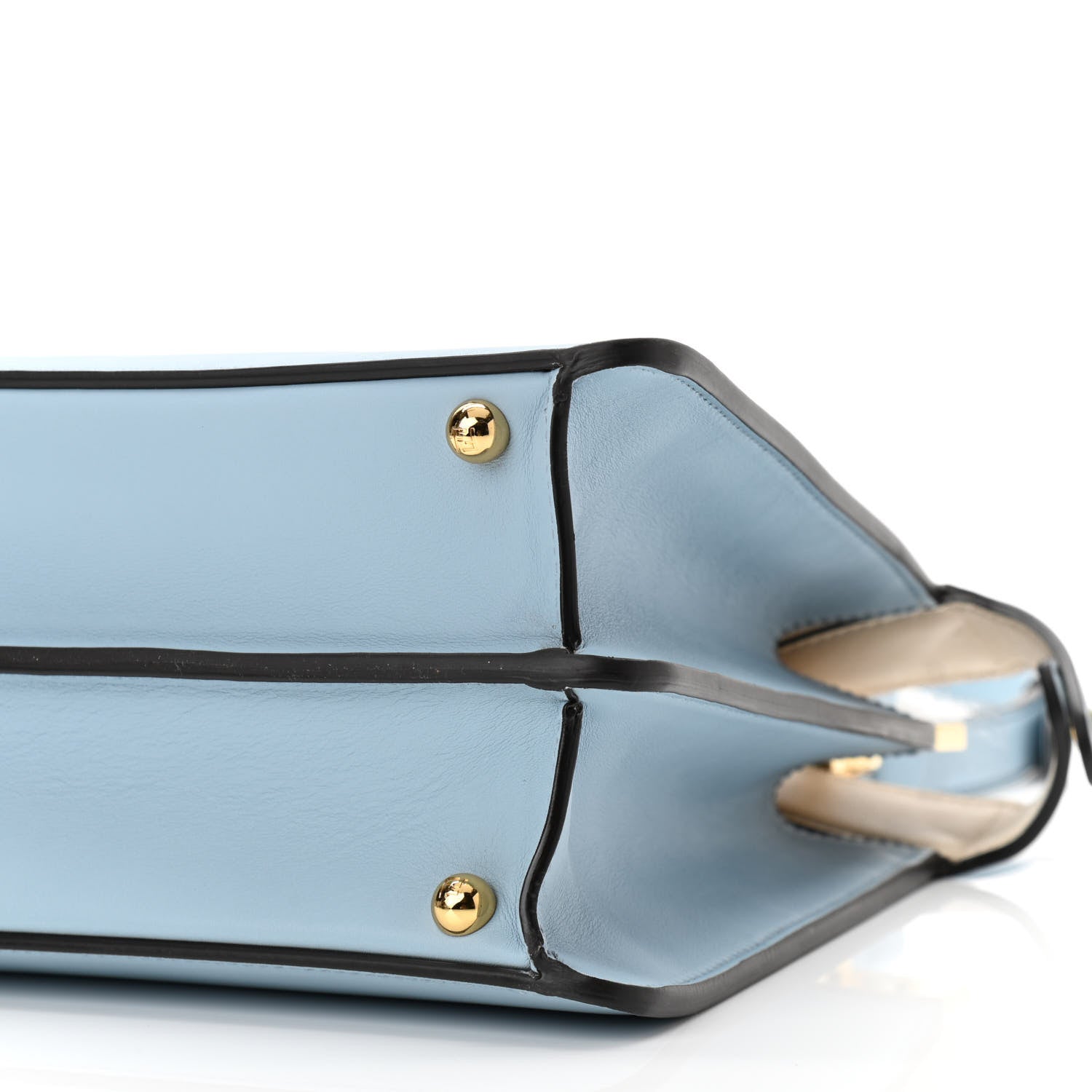 Fendi Vitello Seta Shiny Nappa Medium Peekaboo I SEE U Satchel Azzurro Baby Camelia 10 of 10