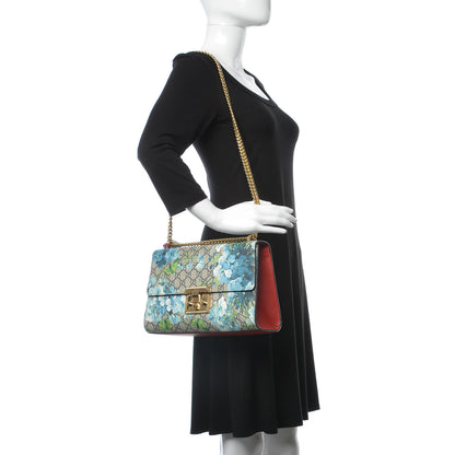 Gucci GG Supreme Monogram Blooms Medium Padlock Shoulder Bag Beige Blue Navy Hibiscus Red 2 of 10