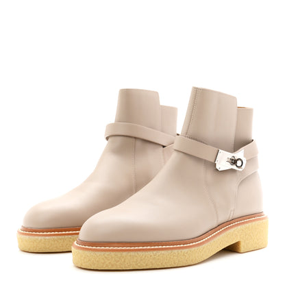 Hermes Calfskin History Ankle Boots 38 Beige Mastic 4 of 9