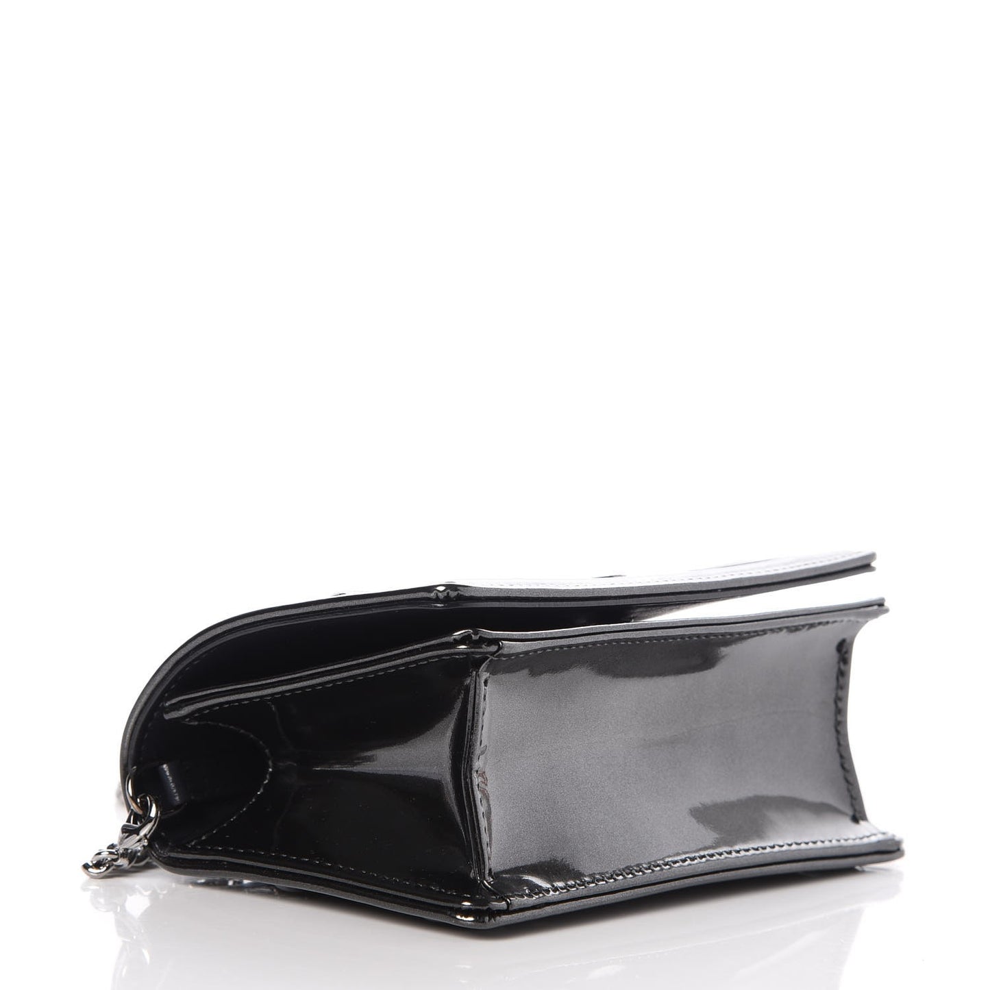 Metallic Patent Micro-Cannage Baby Diorama Flap Bag Onyx Black