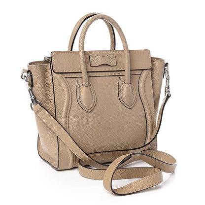 Celine Drummed Calfskin Nano Luggage Dune 3 of 13
