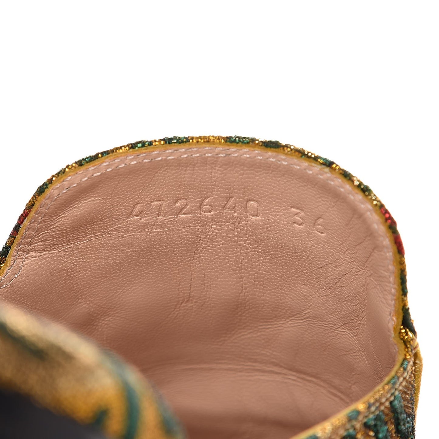 Iridescent Brocade Princetown Slippers 36 Gold Multicolor