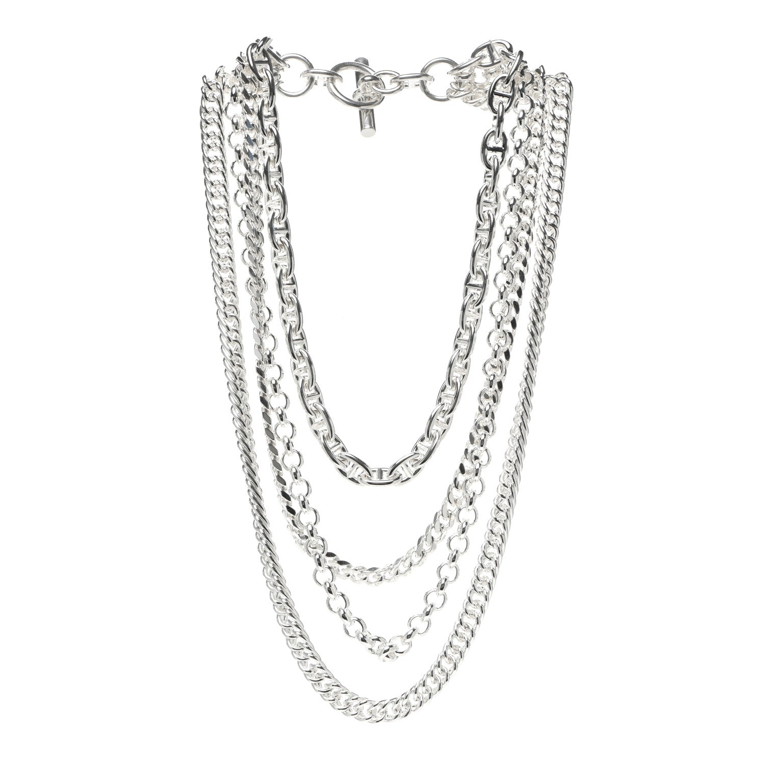 Hermes Sterling Silver Chaine d'Ancre Etcaetera Necklace 3 of 5
