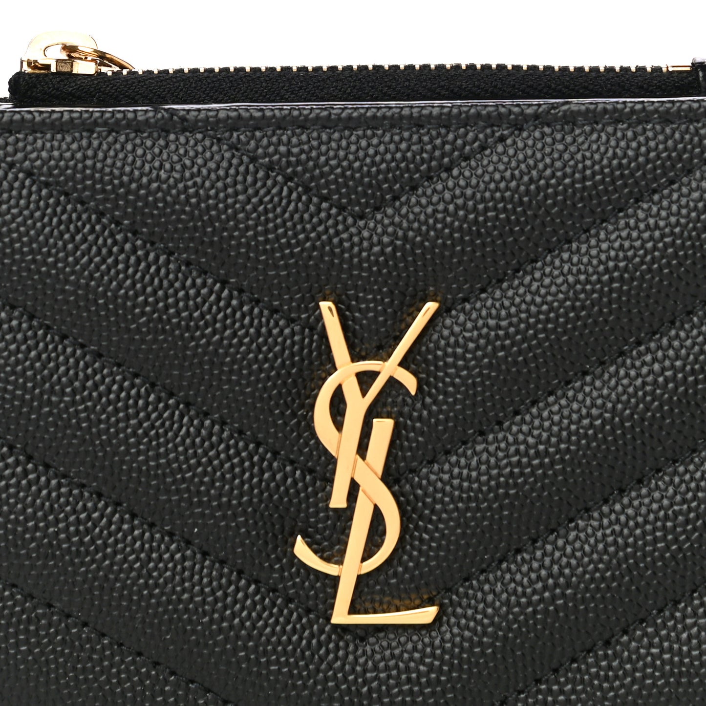Grain De Poudre Matelasse Chevron Monogram Zipped Card Case Black
