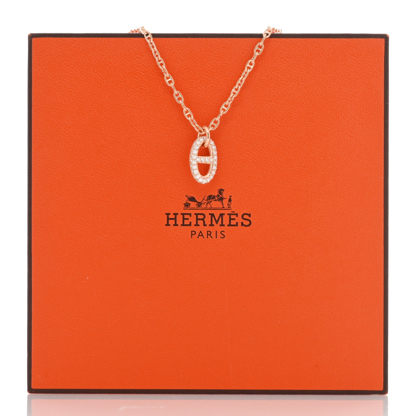 18K Rose Gold Diamond PM New Farandole Pendant Necklace ST