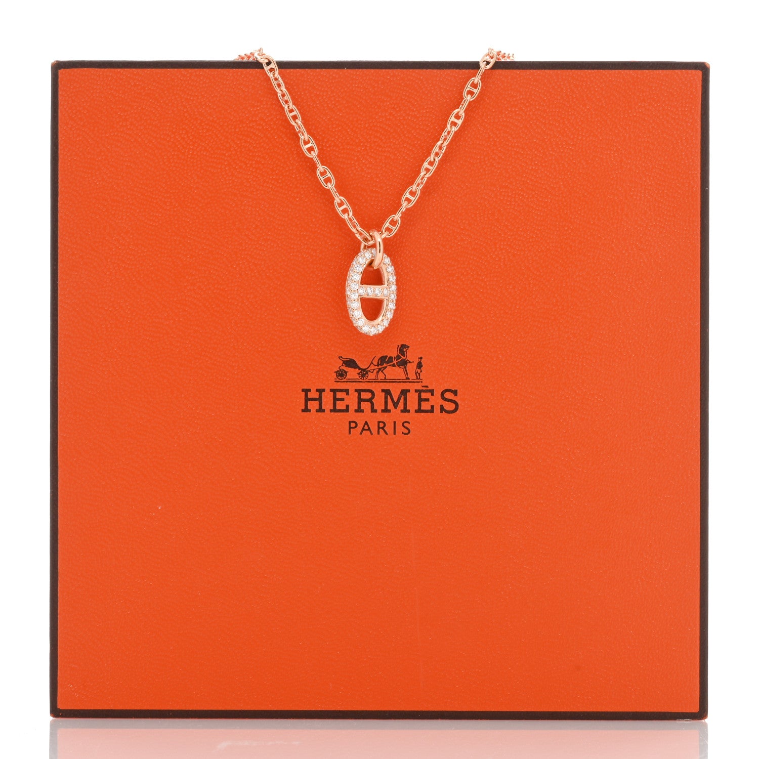 Hermes 18K Rose Gold Diamond PM New Farandole Pendant Necklace ST 4 of 4