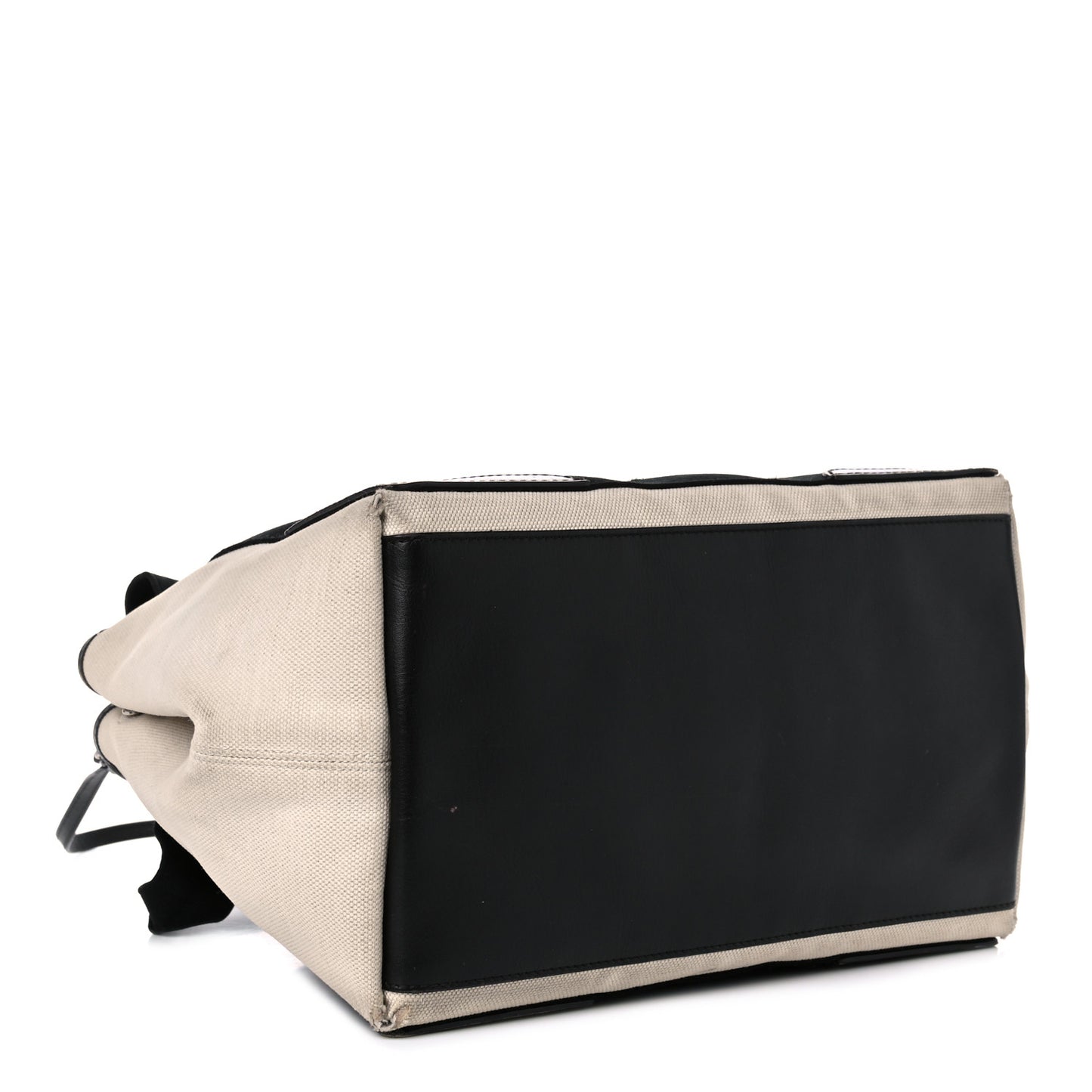 Cotton Canvas Satin Calfskin S Navy Cabas Natural Black