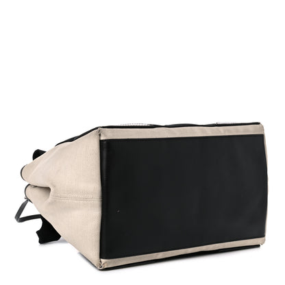 Balenciaga Cotton Canvas Satin Calfskin S Navy Cabas Natural Black 5 of 34