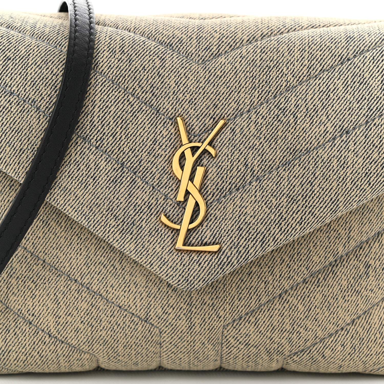 Saint Laurent Denim Y Quilted Monogram Toy Loulou Crossbody Bag Grey 8 of 10