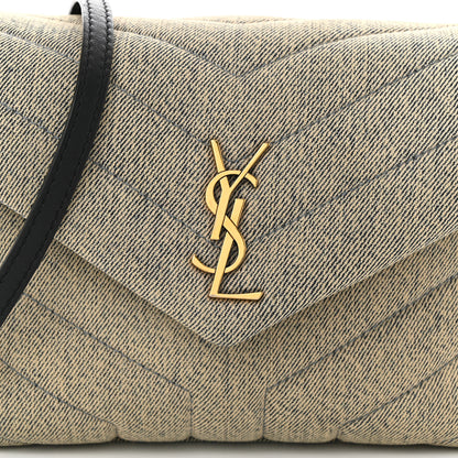 Saint Laurent Denim Y Quilted Monogram Toy Loulou Crossbody Bag Grey 8 of 10