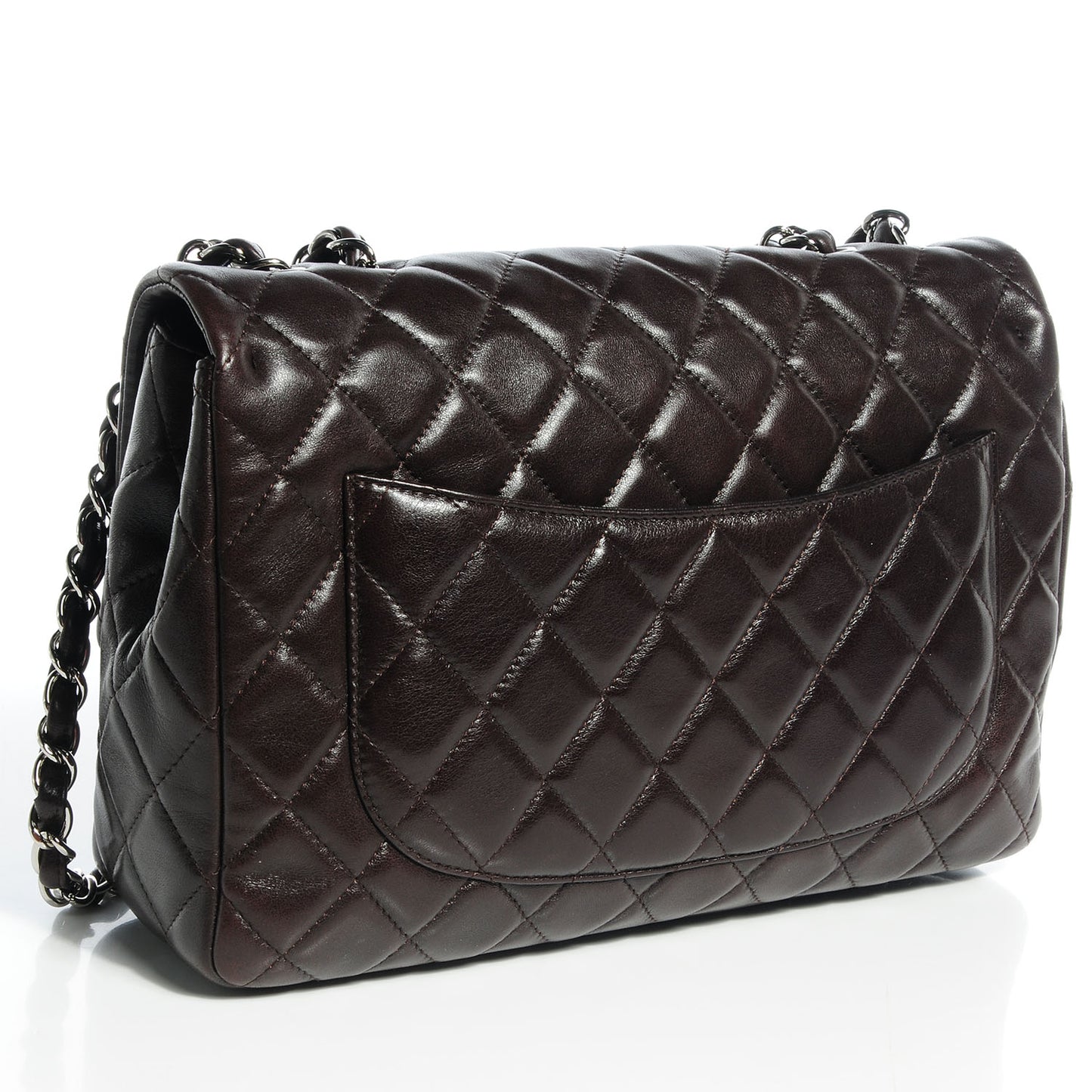 Lambskin Jumbo Single Flap Brown