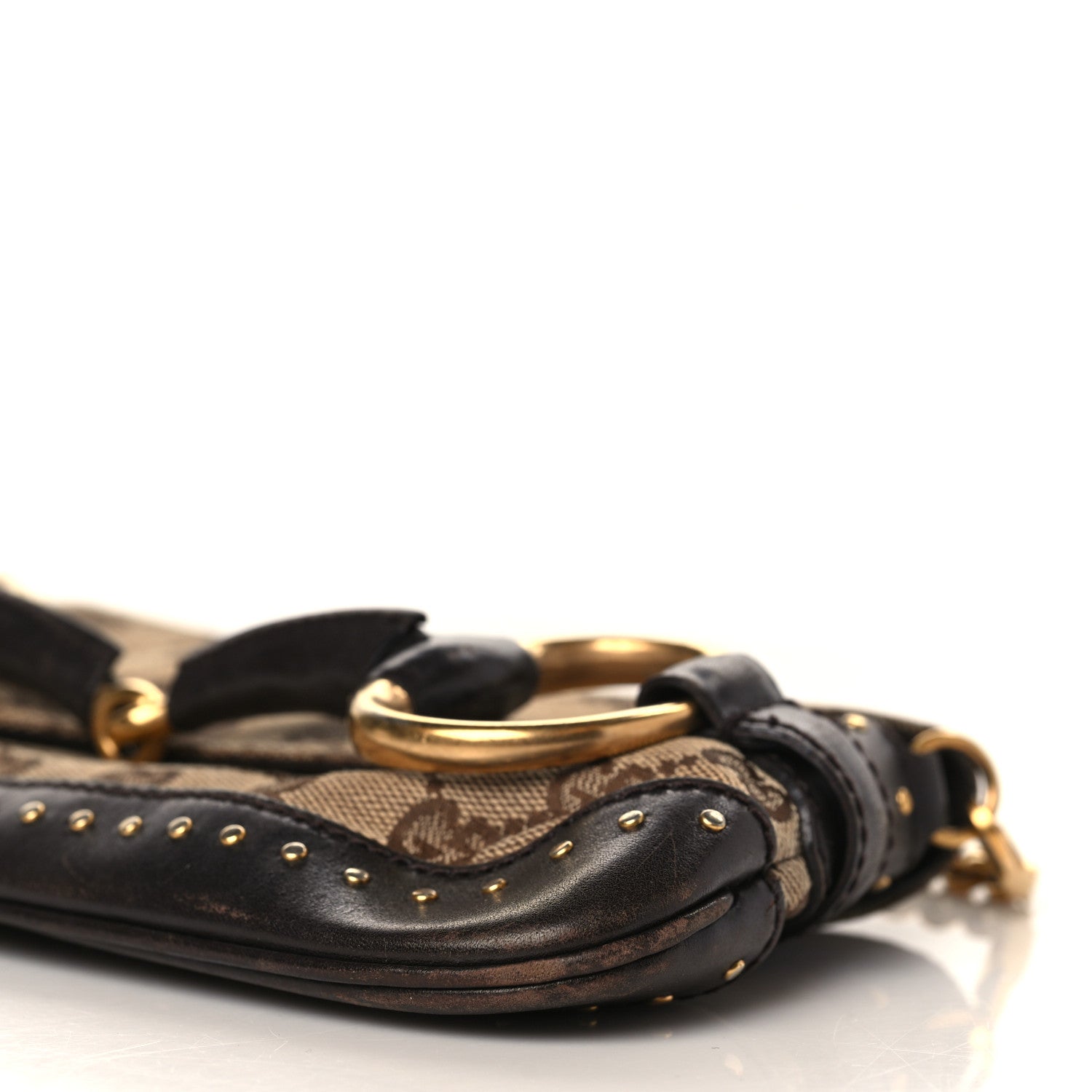 Gucci Monogram Studded Horsebit Clutch Dark Brown 8 of 13