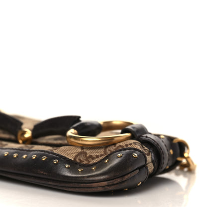 Gucci Monogram Studded Horsebit Clutch Dark Brown 8 of 13