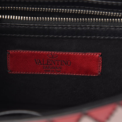 Valentino Garavani Vitello Embroidered Small Glam Lock Rockstud Flap Pink Black 8 of 12