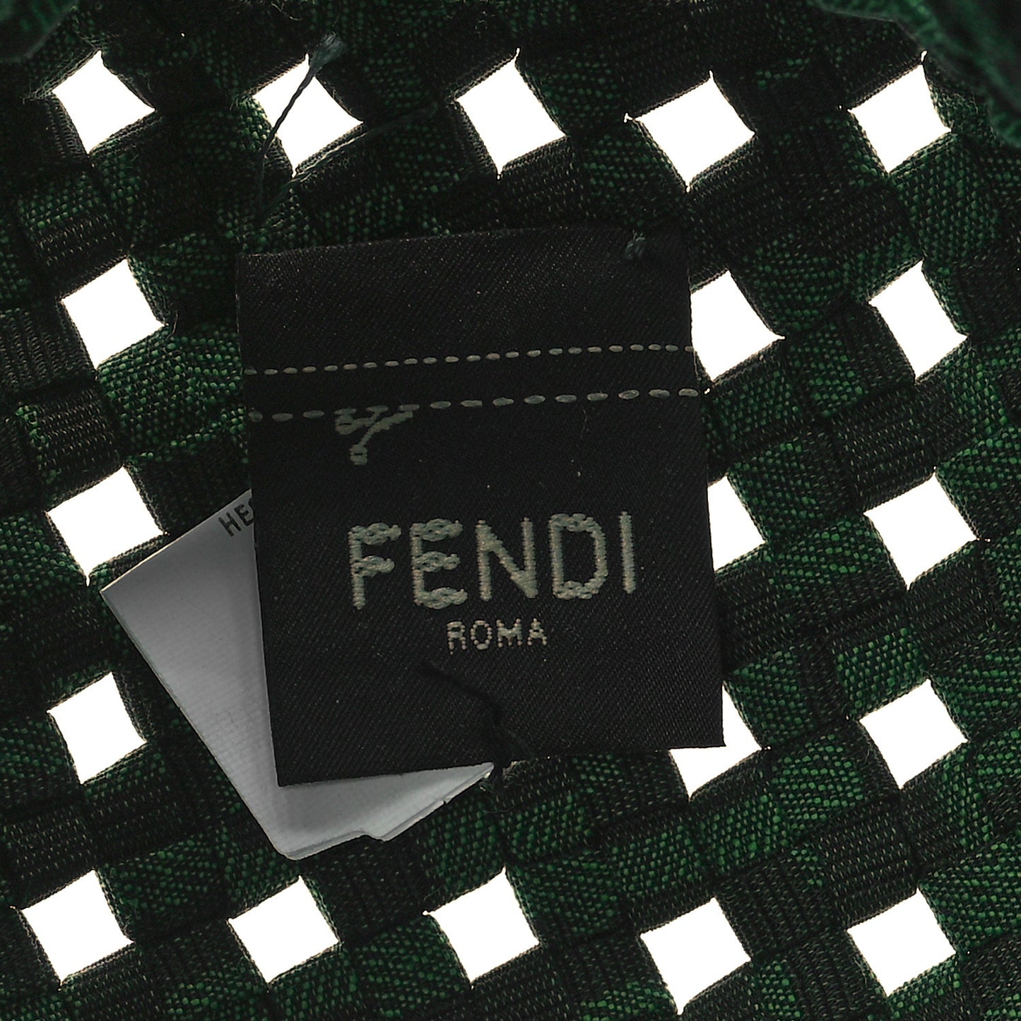 Fabric Jacquard F is Fendi FF 1974 Woven Knotted Mini Mon Tresor Bucket Bag Verde Black