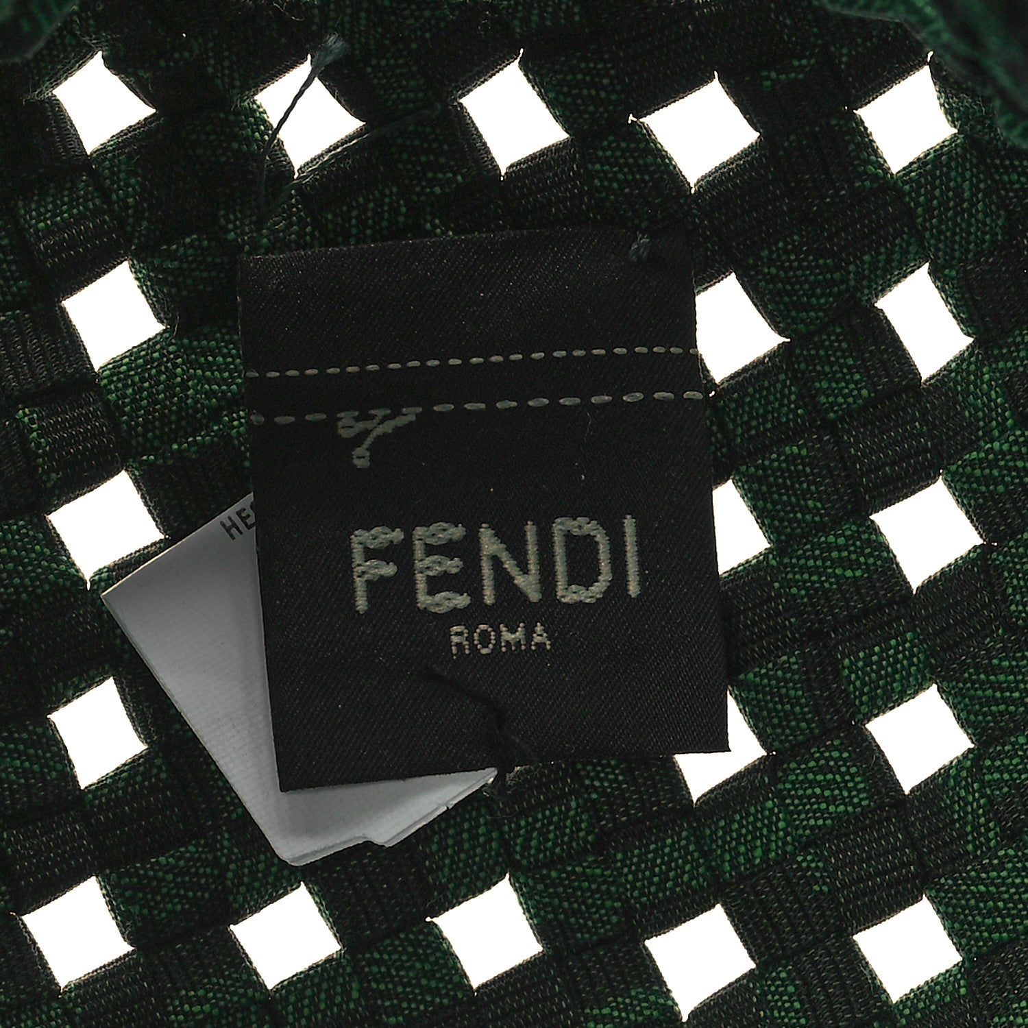 Fendi Fabric Jacquard F is Fendi FF 1974 Woven Knotted Mini Mon Tresor Bucket Bag Verde Black 6 of 9