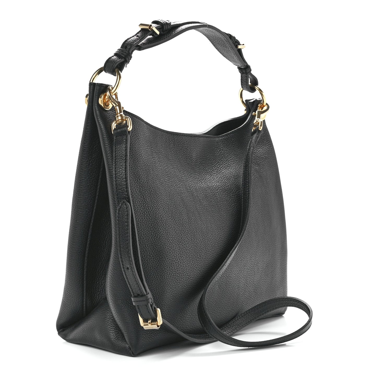Goat Printed Calfskin Small Freya Hobo Black
