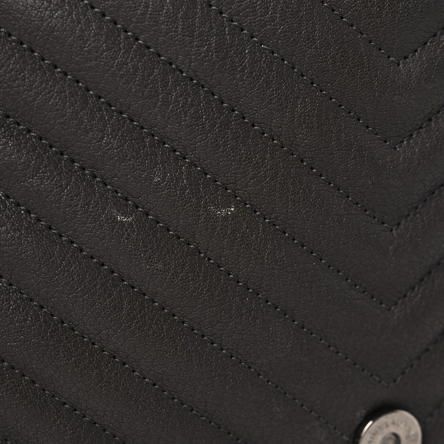 Sheepskin Matelasse Chevron Monogram Large College Satchel Dark Anthracite