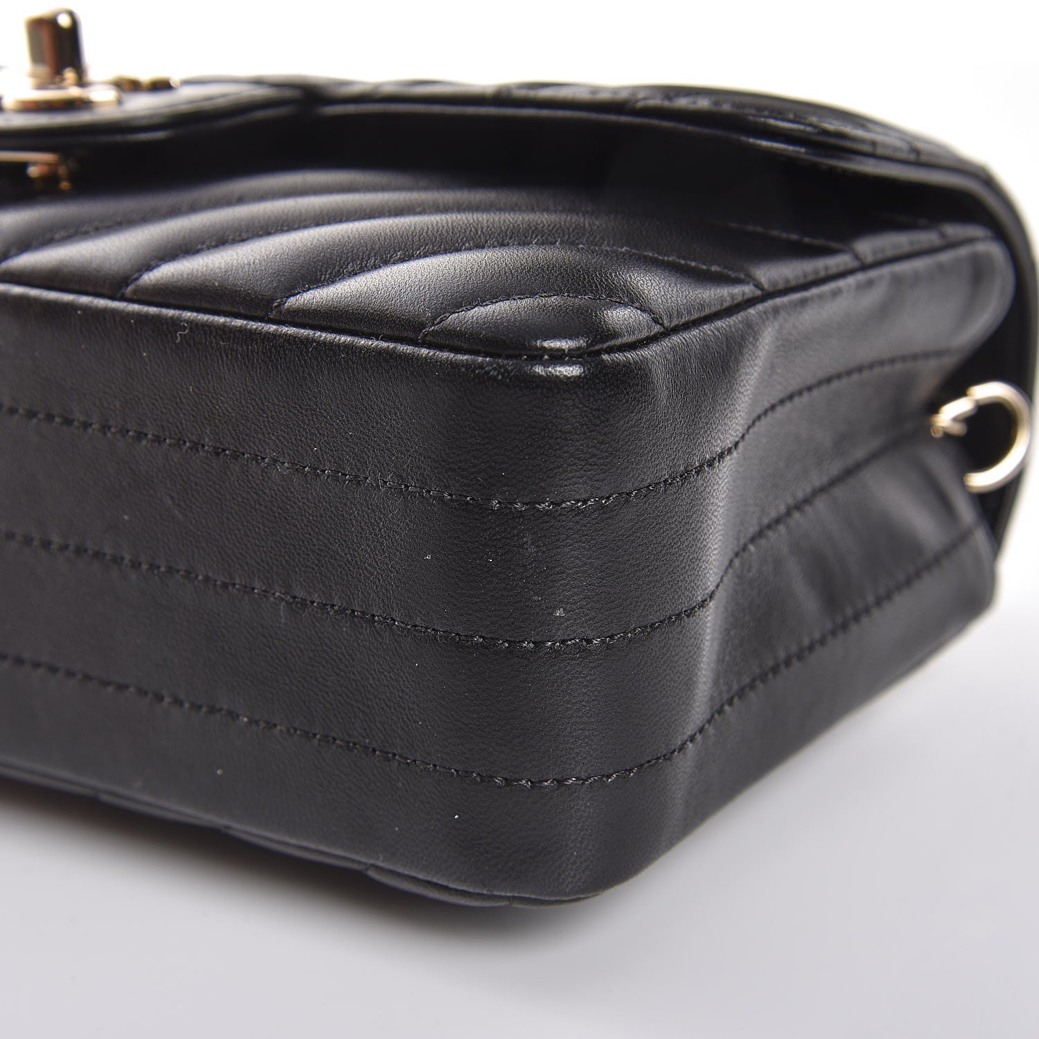 Chanel Lambskin Chevron Quilted Mini Rectangular Flap Black 10 of 10
