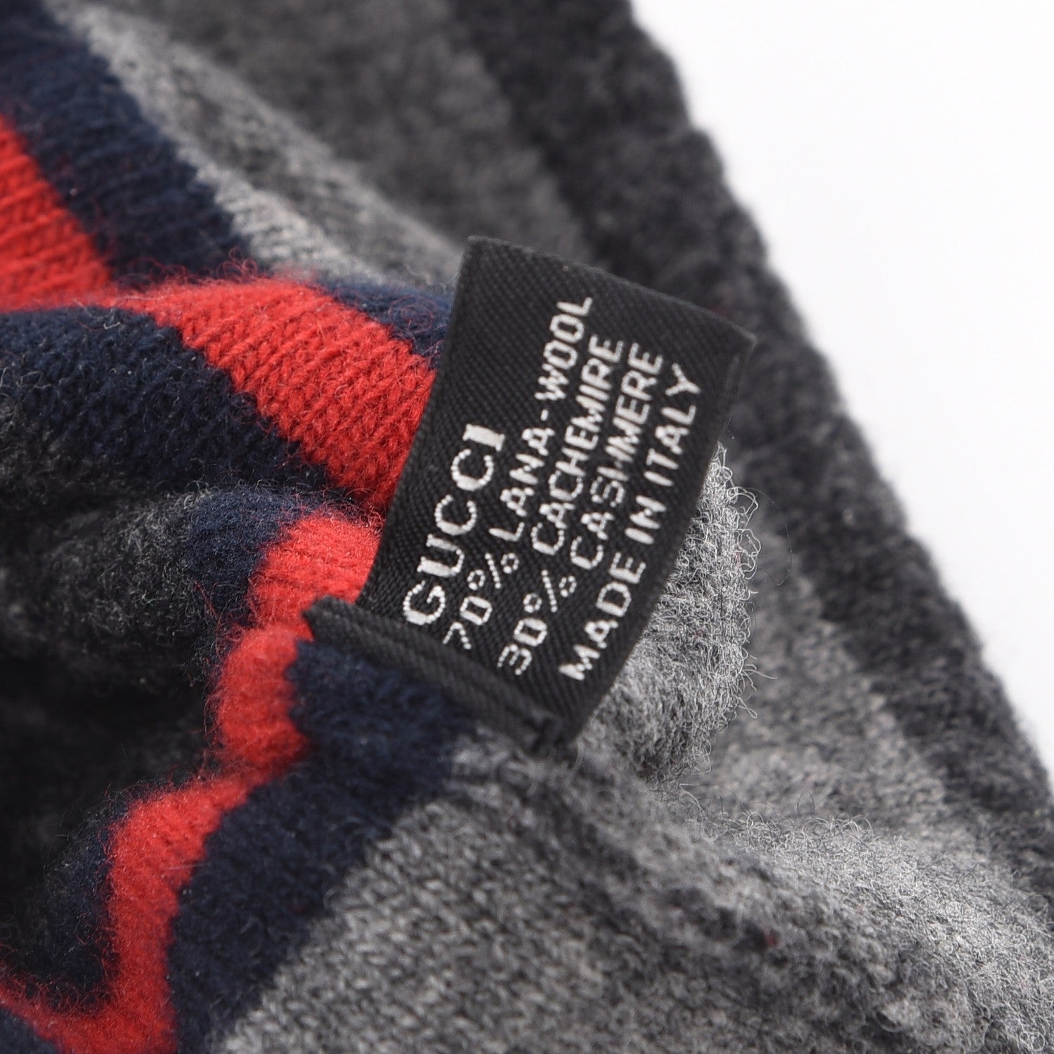 Gucci Wool Cashmere GG Monogram Web Arwin Beanie Hat Grey 4 of 5