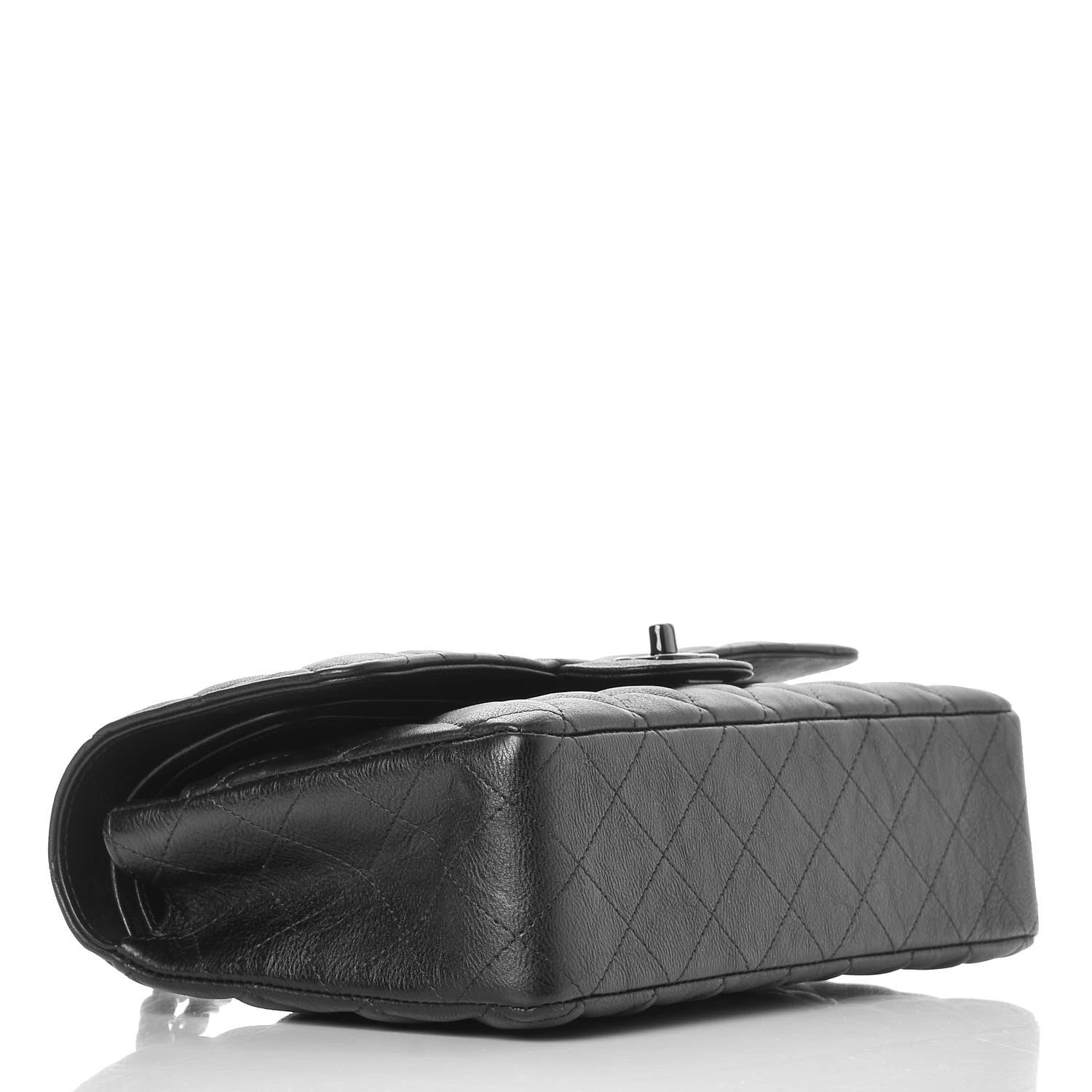 Chanel Crumpled Calfskin Quilted Medium Double Flap So Black 7 of 10