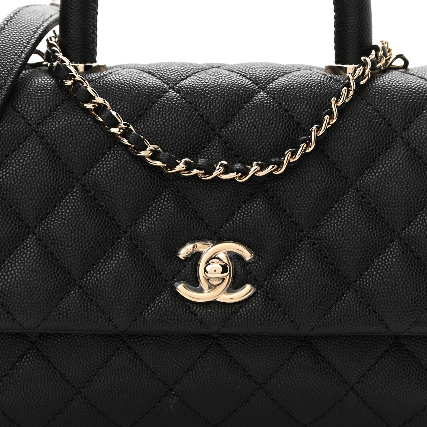 Caviar Quilted Mini Coco Handle Flap Black