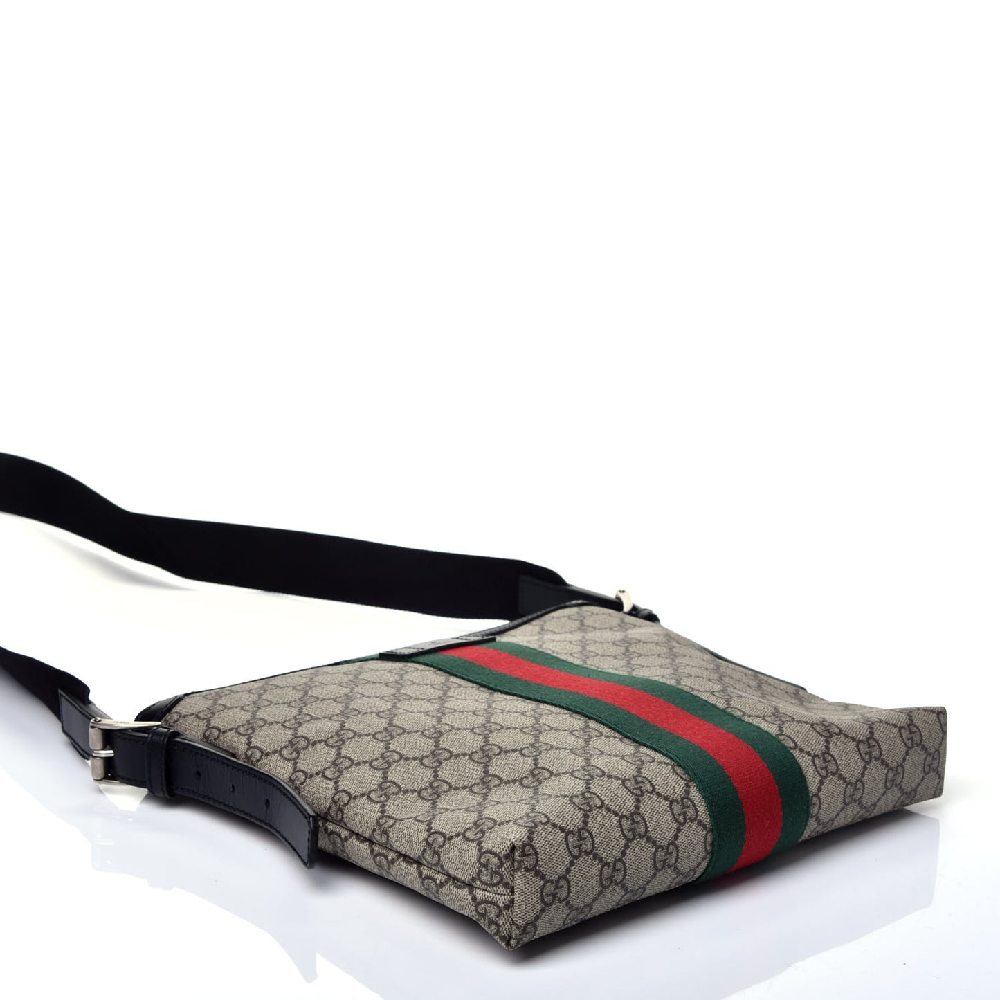 GG Supreme Monogram Web Messenger Bag Black