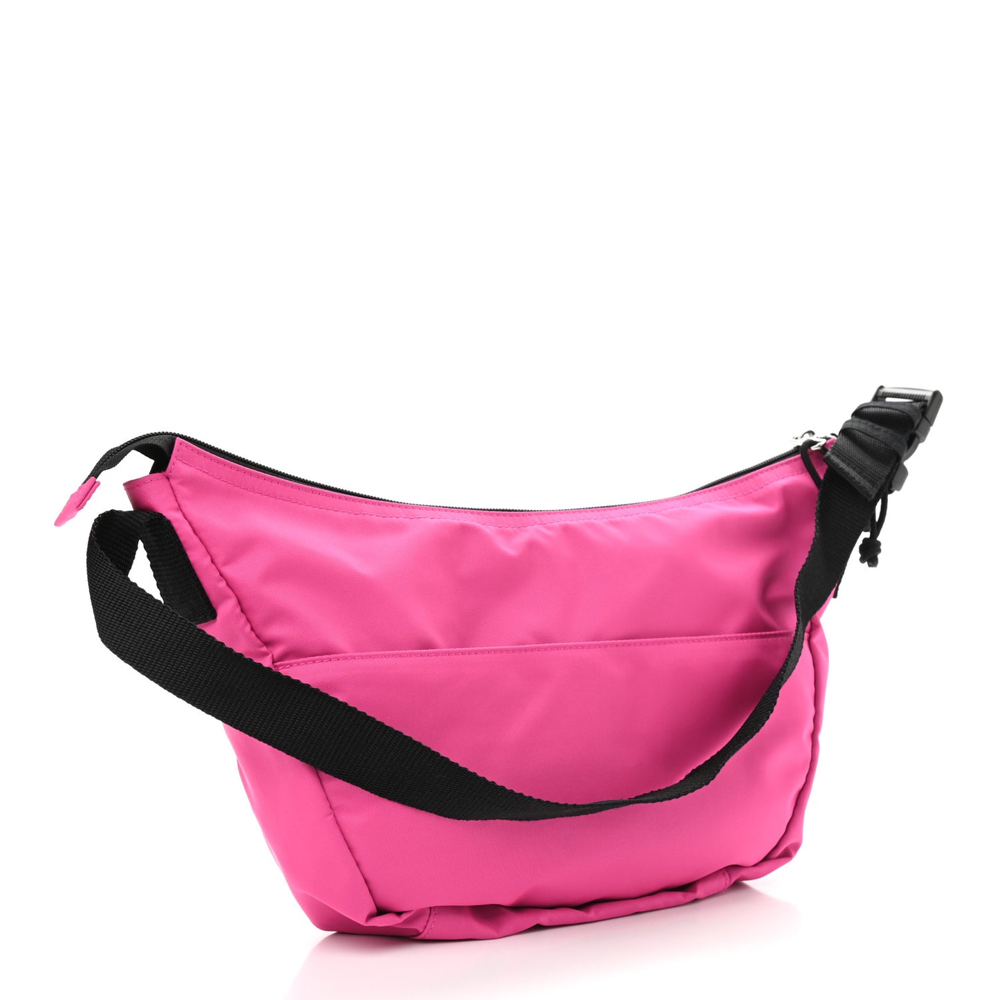 Recycled Sport Nylon Logo Embroidered Large Wheel Sling Bag Fluo Pink Black