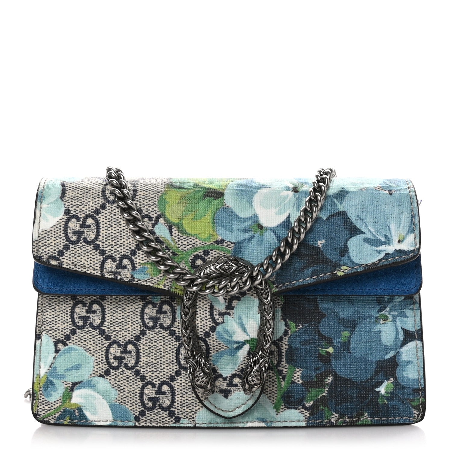 Gucci GG Supreme Monogram Blooms Super Mini Dionysus Shoulder Bag Beige Navy Vintage Blue 1 of 10