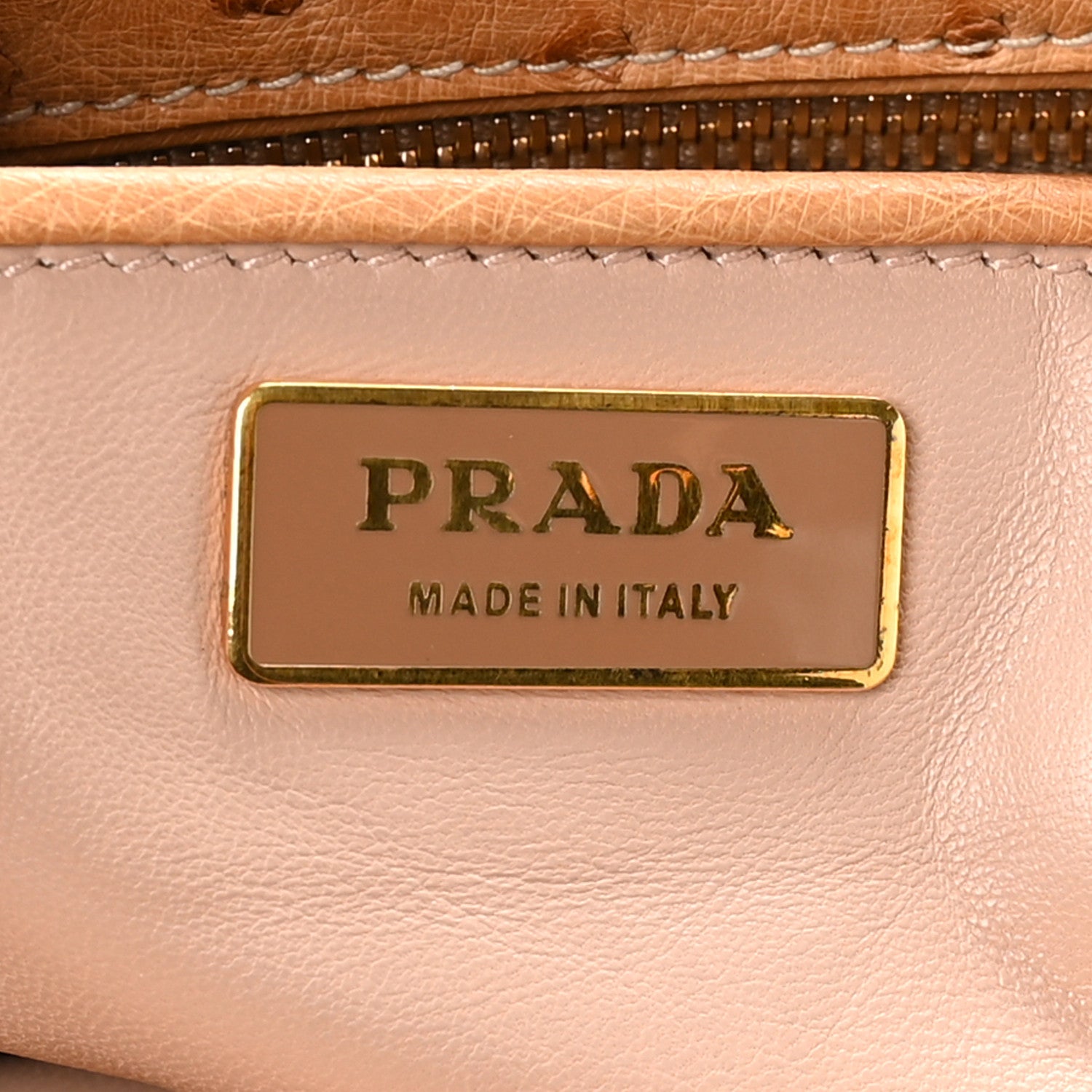 Prada Ostrich Large Galleria Double Zip Tote Cognac 6 of 12