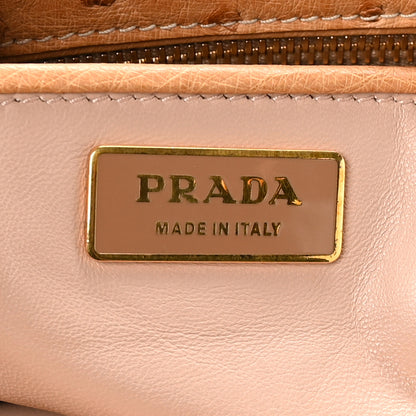 Prada Ostrich Large Galleria Double Zip Tote Cognac 6 of 12