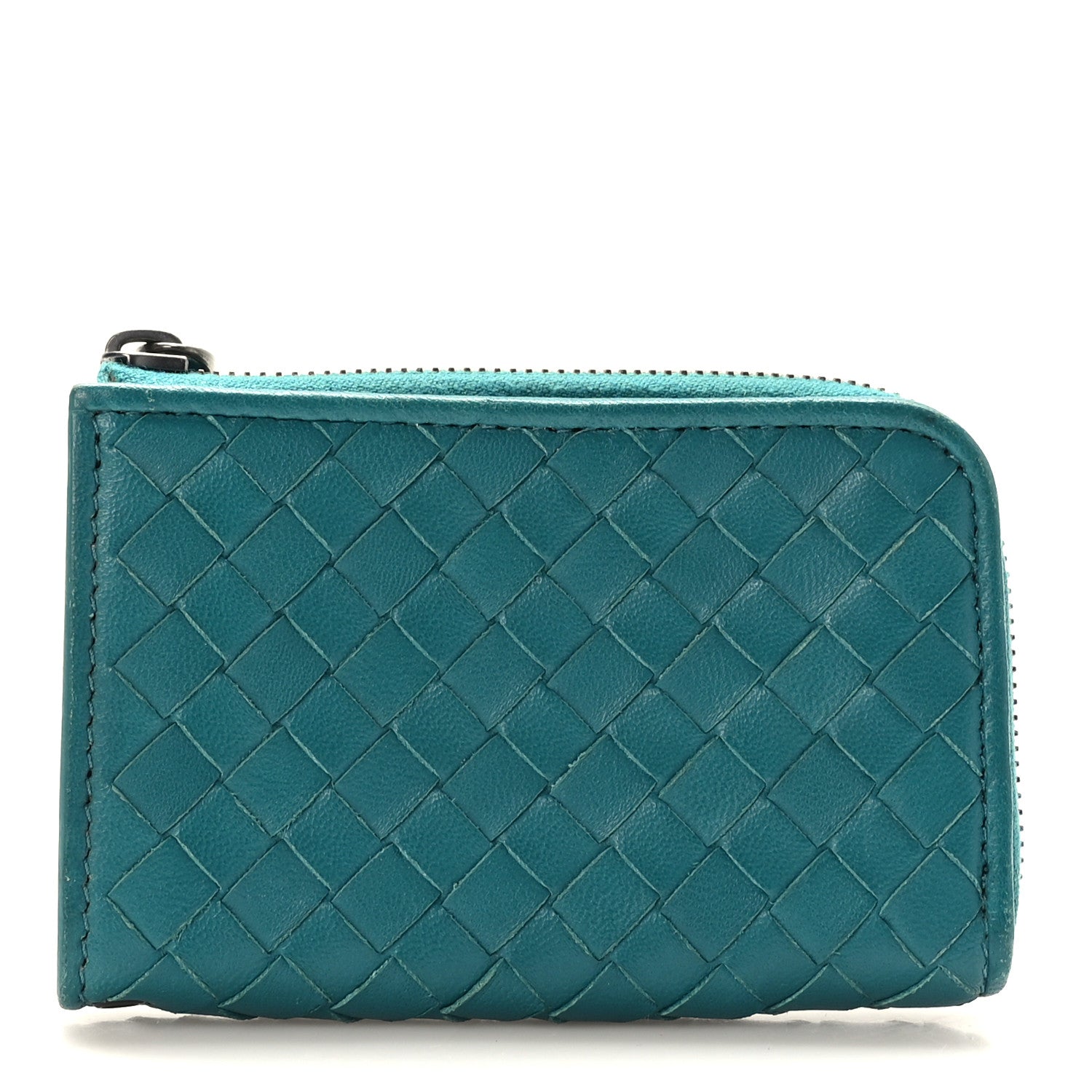 Bottega Veneta Nappa Intrecciato Zip Around Coin Purse Lagoon 1 of 7