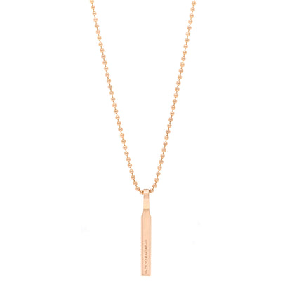 Tiffany 18K Rose Gold Makers Bar Pendant Necklace 1 of 4