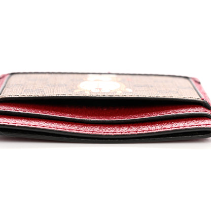 Gucci X DORAEMON Mini Vintage GG Supreme Monogram Card Holder Beige Cherry Red 3 of 11