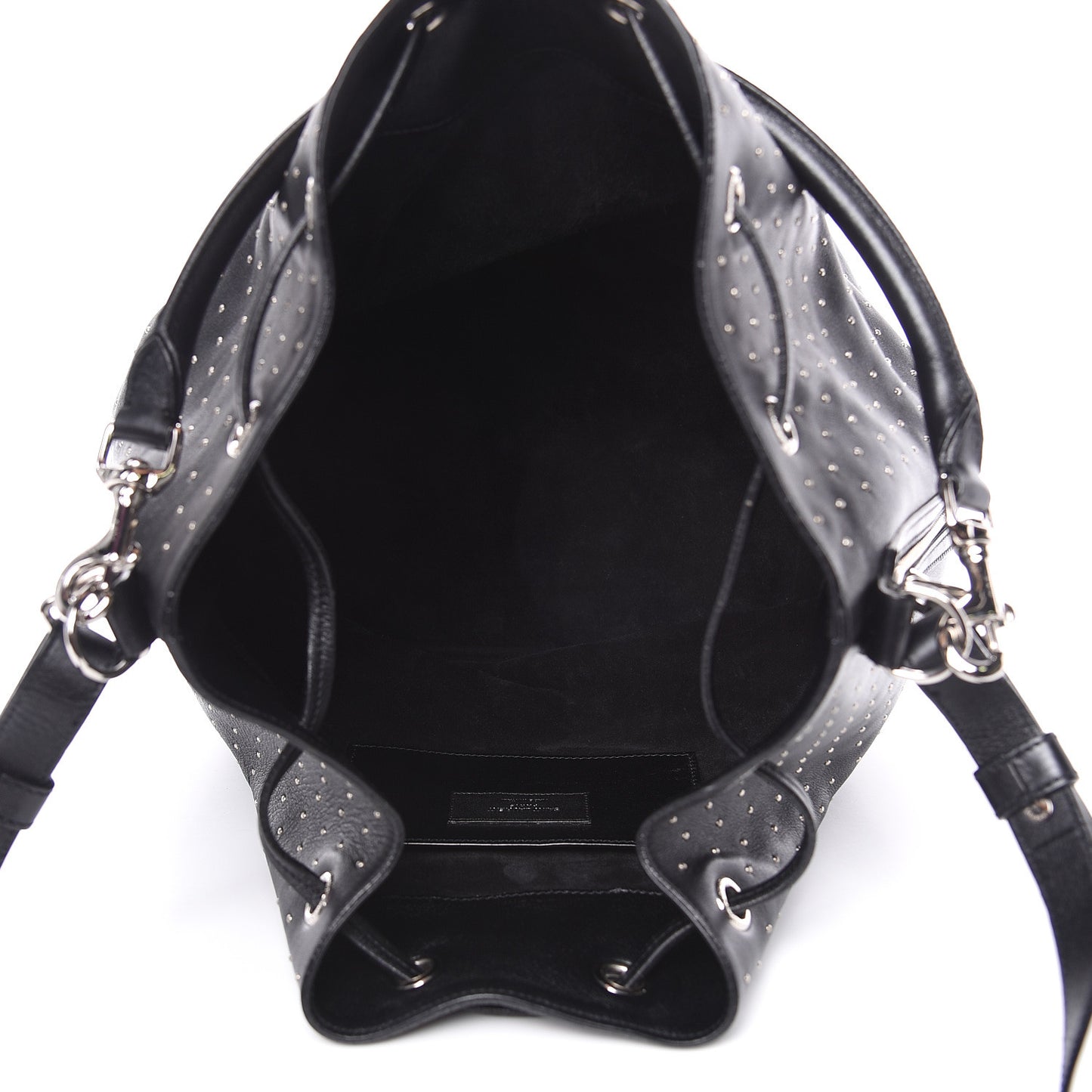Calfskin Studded Medium Emmanuelle Bucket Bag Black