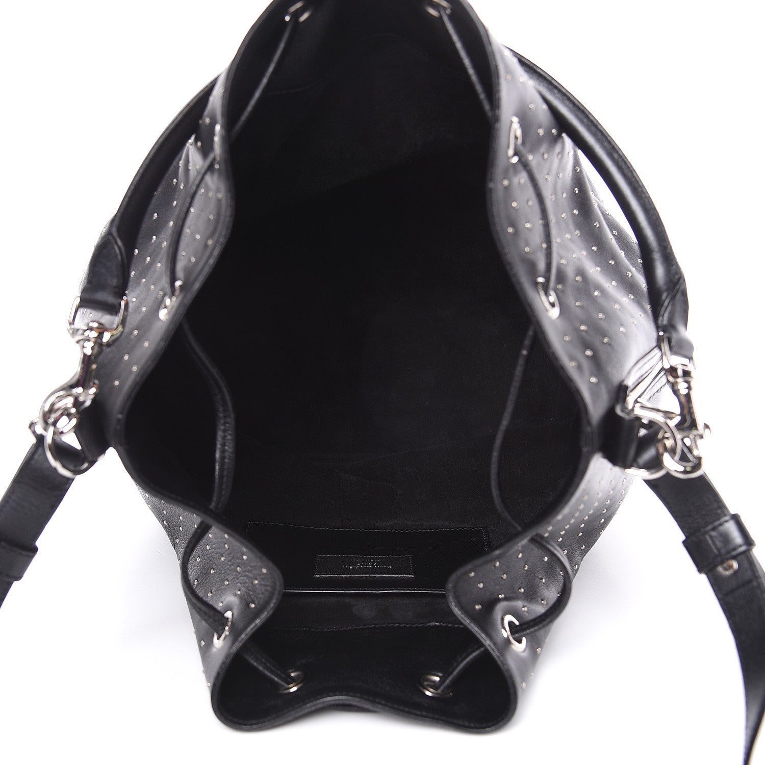 Saint Laurent Calfskin Studded Medium Emmanuelle Bucket Bag Black 5 of 15