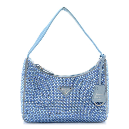 Prada Satin Crystal Mini Re-Edition 2000 Bag Celeste 1 of 12