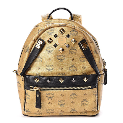 MCM Metallic Visetos Studded Small Dual Stark Backpack Gold 1 of 12