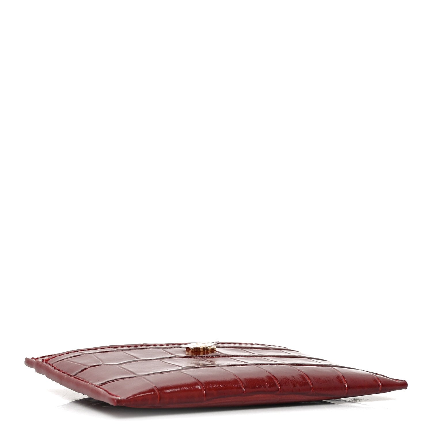 Chanel Calfskin Crocodile Embossed Crococo Card Holder Burgundy 4 of 8