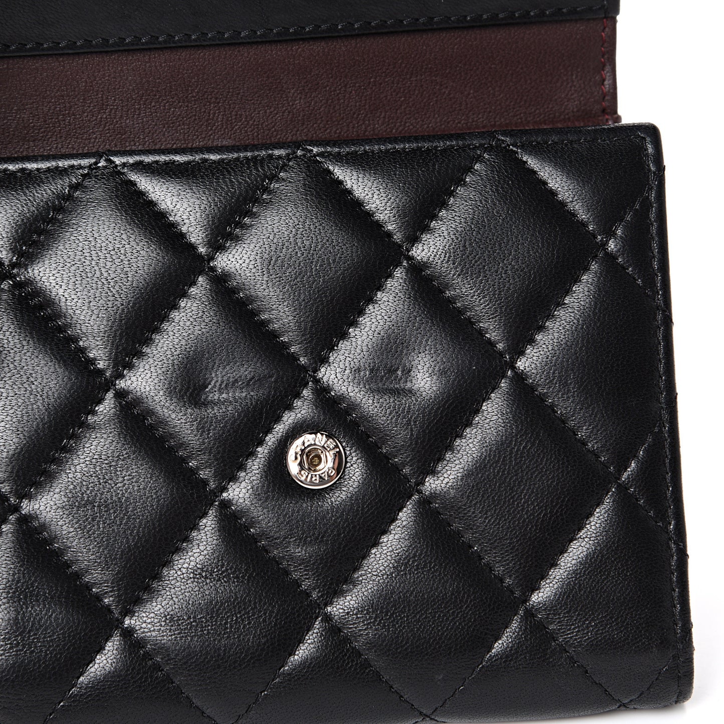 Lambskin Quilted Compact Flap Wallet Black