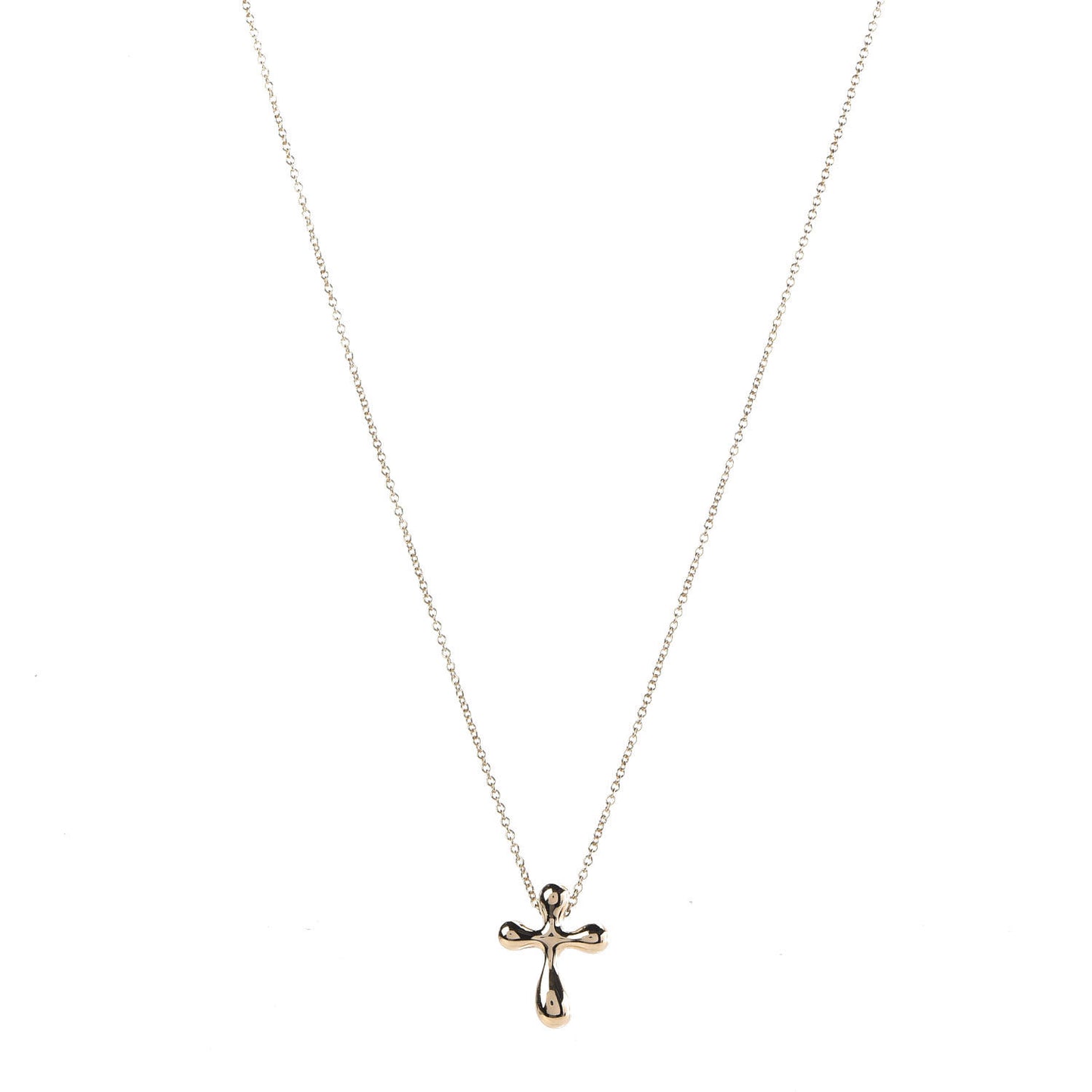 18k Yellow Gold 12mm Elsa Peretti Cross Pendant Necklace