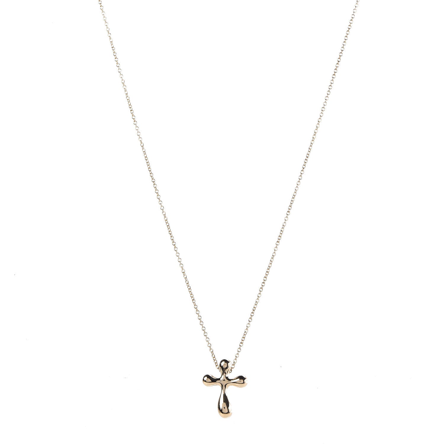 Tiffany 18k Yellow Gold 12mm Elsa Peretti Cross Pendant Necklace 1 of 6