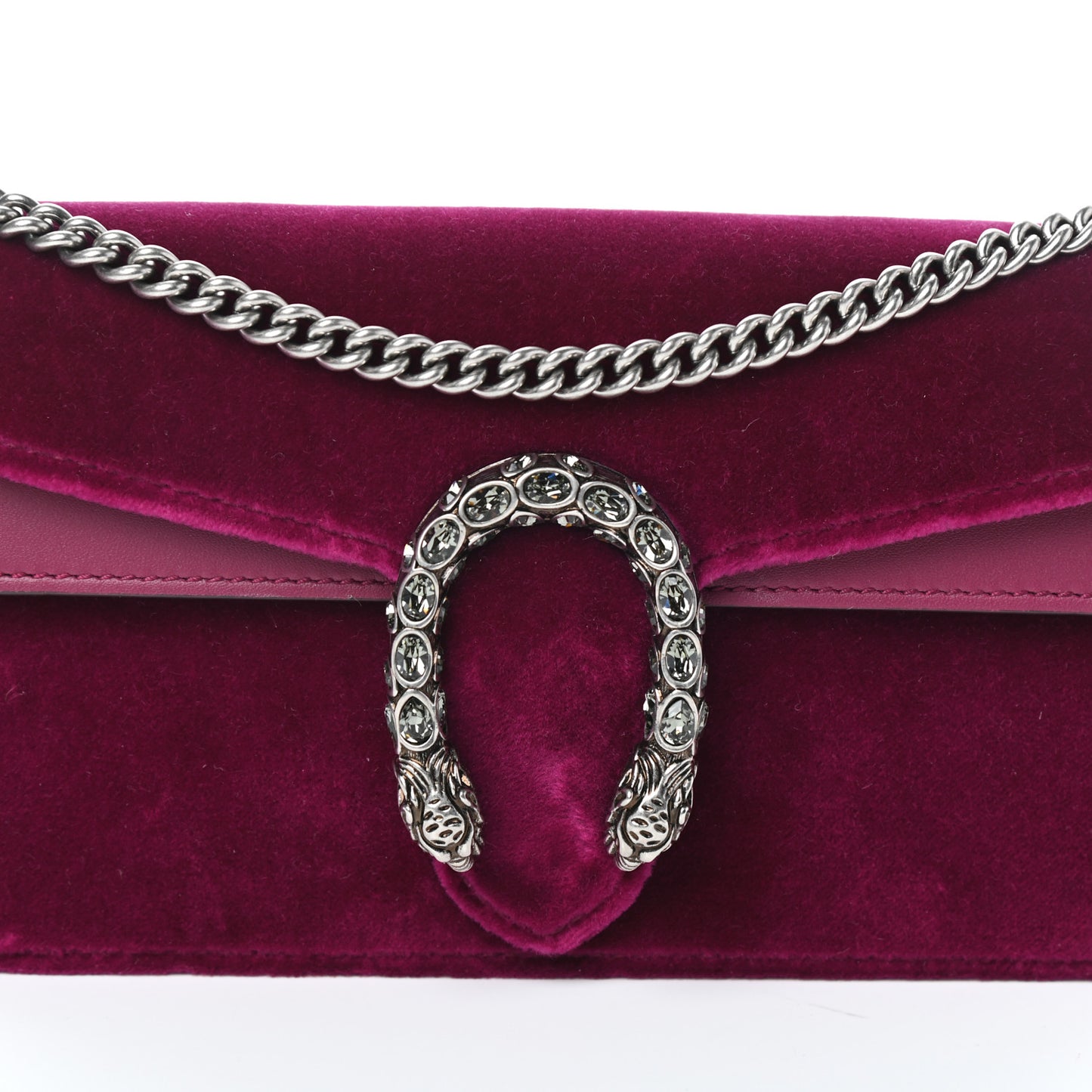Velvet Super Mini Dionysus Shoulder Bag Fuchsia Violet Cyclamen